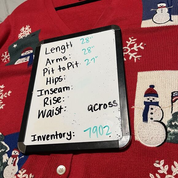Classic Elements Ugly Christmas Cardigan Sweater Red Snowman Womens Size 20-22W - Picture 8 of 8
